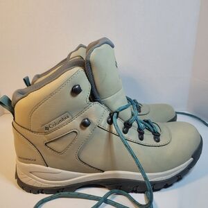 Columbia Waterproof Light Sage Hiking Boots with Teal Laces